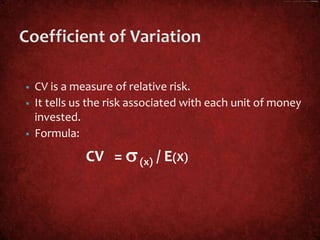 Cv Risk Measurement Risk and return measurement | PPTX