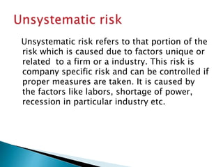 Risk and return measurement | PPTX