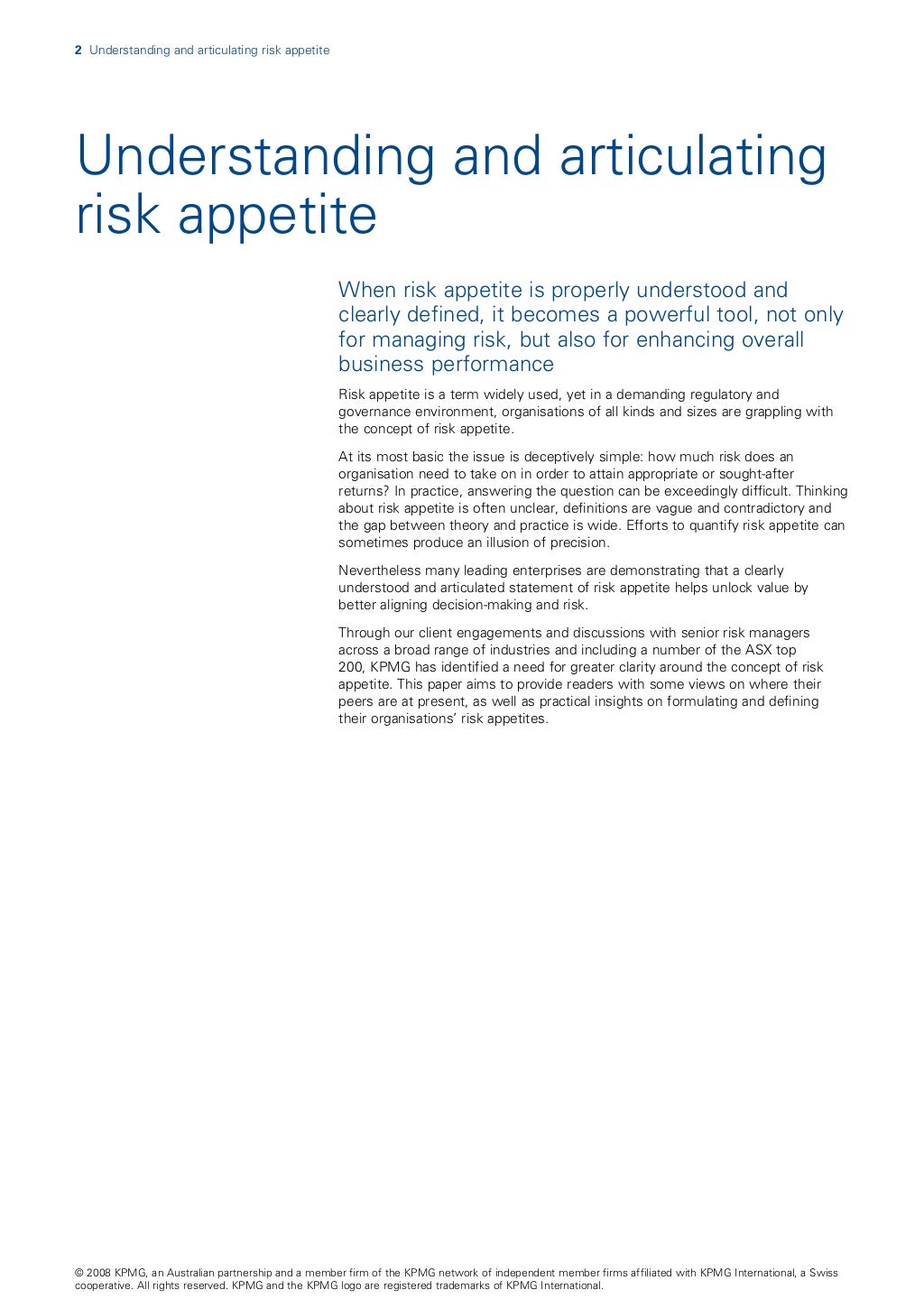 Risk Appetite