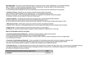 Risk assesment for canteen