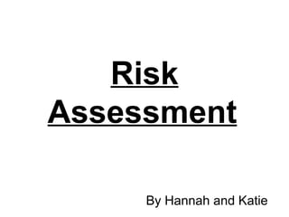 Risk Assessment   By Hannah and Katie 