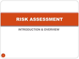 INTRODUCTION & OVERVIEW RISK ASSESSMENT 