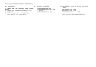 Lesser's Risk Form Risk assessment | DOC