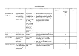 Walk Risk Assessment Risk assessment | DOCX