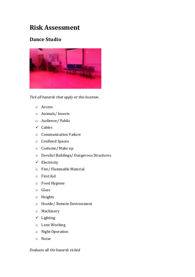 Risk Assessment Dance Studio