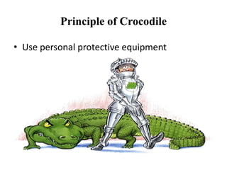 Principle of Crocodile
• Use personal protective equipment
 