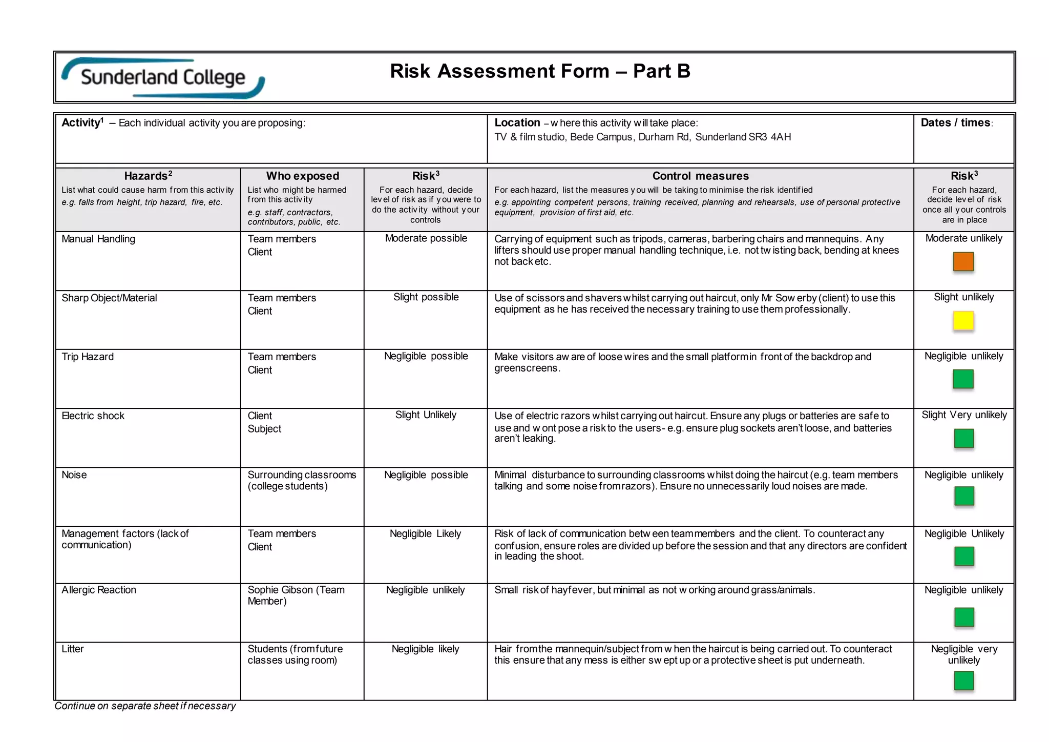 Risk assessment | DOCX