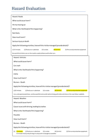 Risk assessment car | DOCX