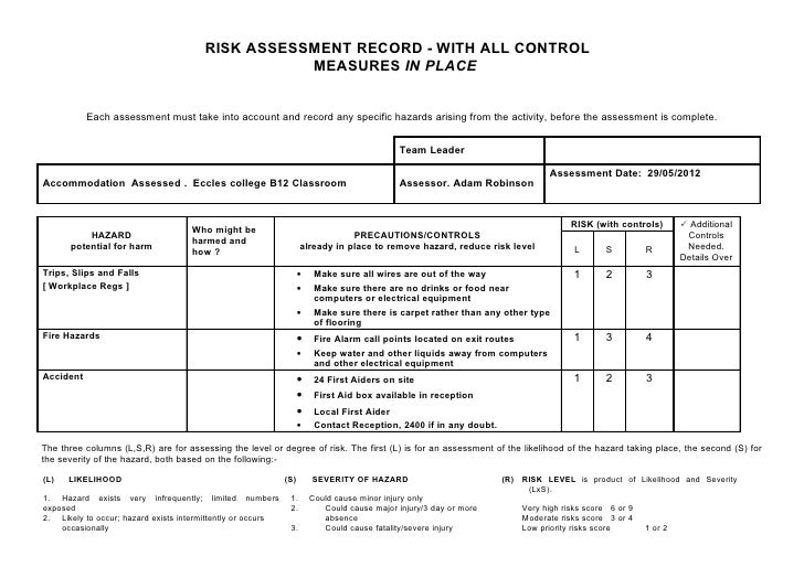Risk assessment classroom