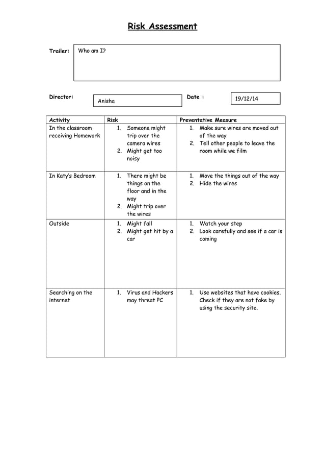 Risk assessment for trailer