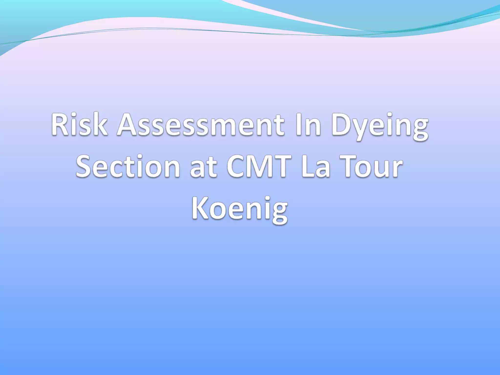 Risk assessment in dyeing final presentation/ Risk Assessment In Dyeing