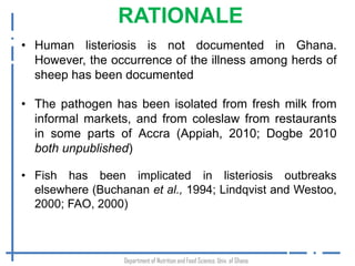 Risk assessment for Listeria monocytogenes in hot-smoked fish in informal markets in Madina, Accra