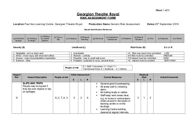 risk assessment theatre trip