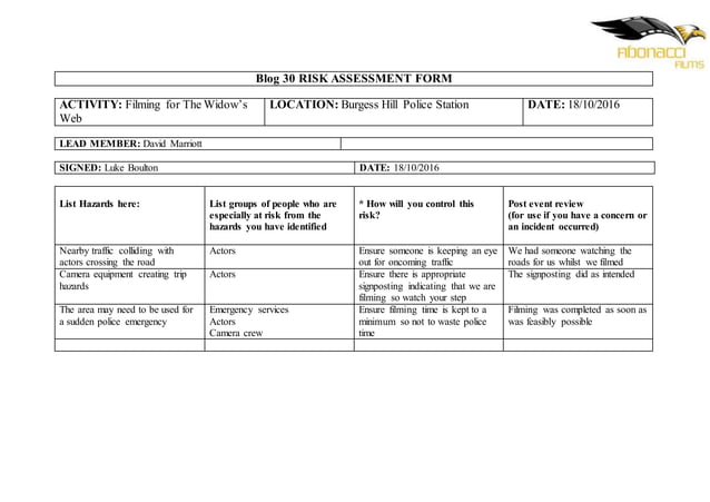 Risk Assessment Police Station | DOCX
