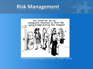 Risk Management
© Copyright 2004 Risk Mitigation Associates -- All rights reserved.
 