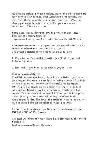 Risk Assessment Report InstructionsINFA 610 BackgroundThis i.docx