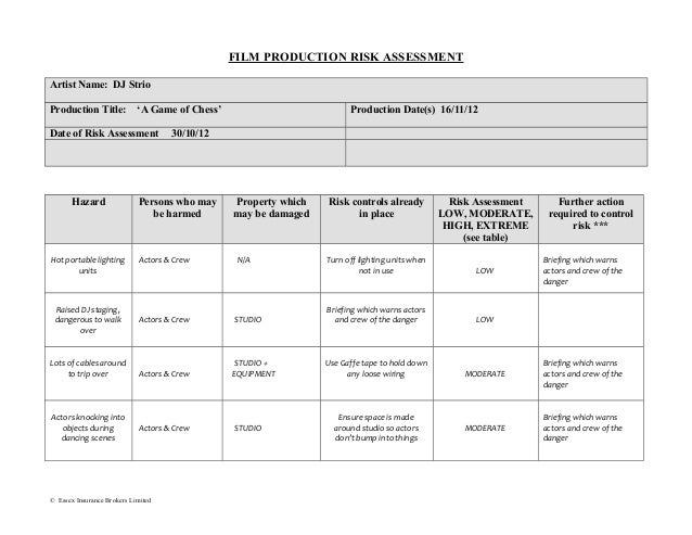 risk assessment template insurance risk assessment template