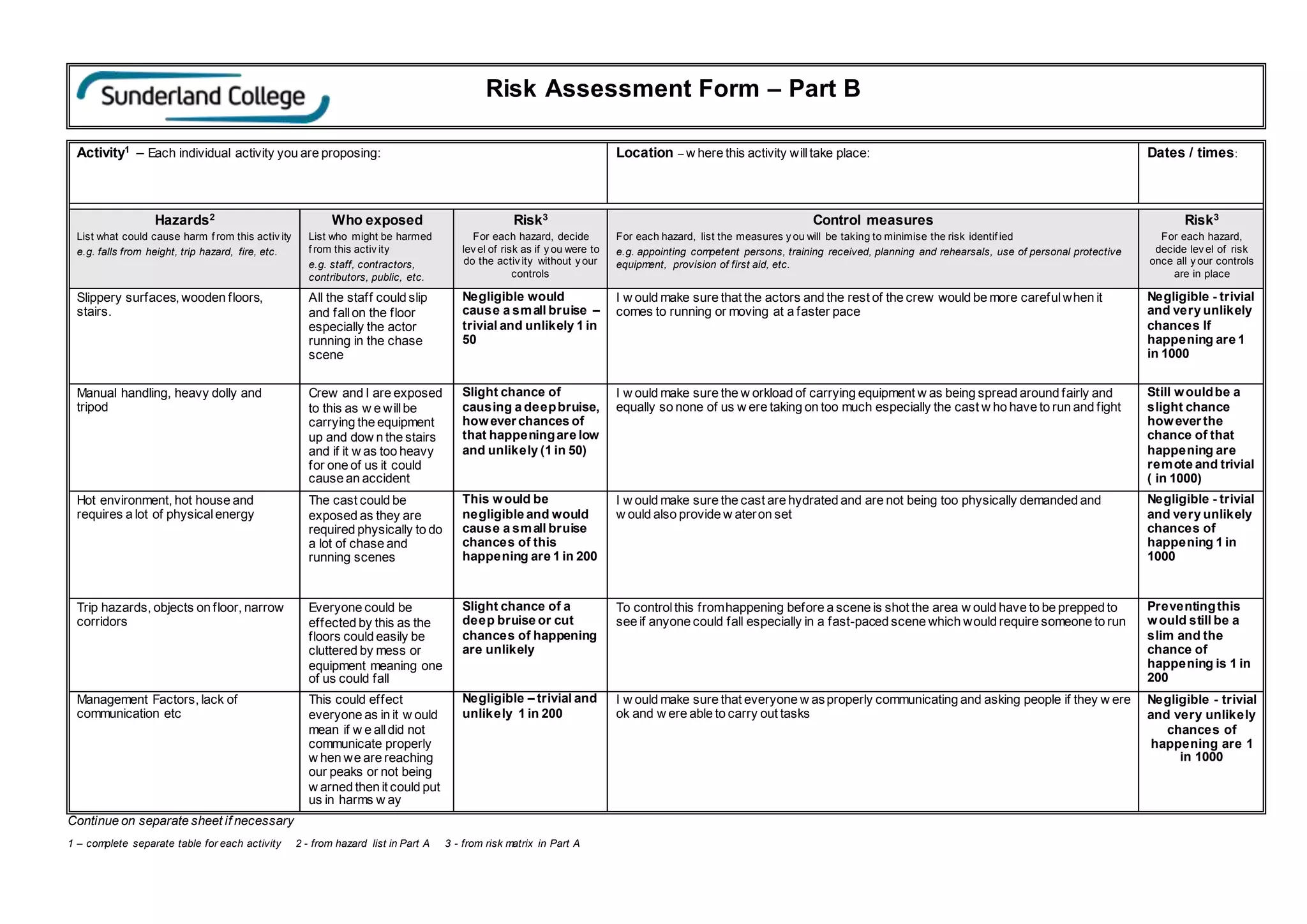 Risk assessment template | DOCX