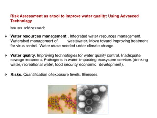 Risk assessment as a tool to improve water quality and the role of institutions of higher education