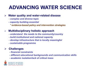 Risk assessment as a tool to improve water quality and the role of institutions of higher education