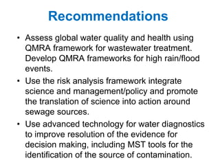 Risk assessment as a tool to improve water quality and the role of institutions of higher education