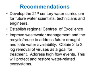 Risk assessment as a tool to improve water quality and the role of institutions of higher education