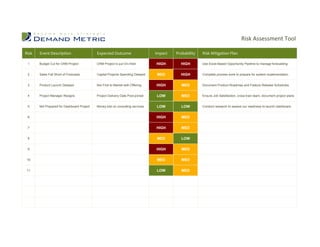 Basic Delivery Risk Assessment Example Risk Assessment Tool | PDF