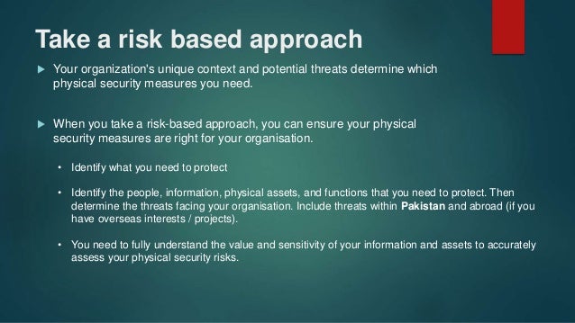 Risk based approach