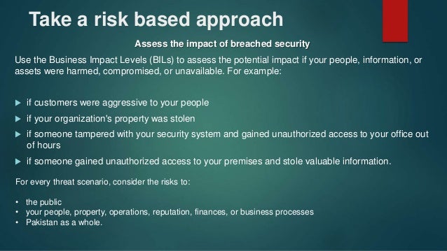 Risk based approach