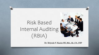 Risk Based
Internal Auditing
(RBIA)
Dr. Erlynda Y. Kasim SE.,Msi.,Ak.,CA.,CSP
 