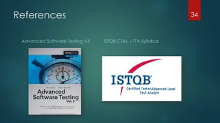 References
Advanced Software Testing V3 ISTQB CTAL – TTA Syllabus
34
 
