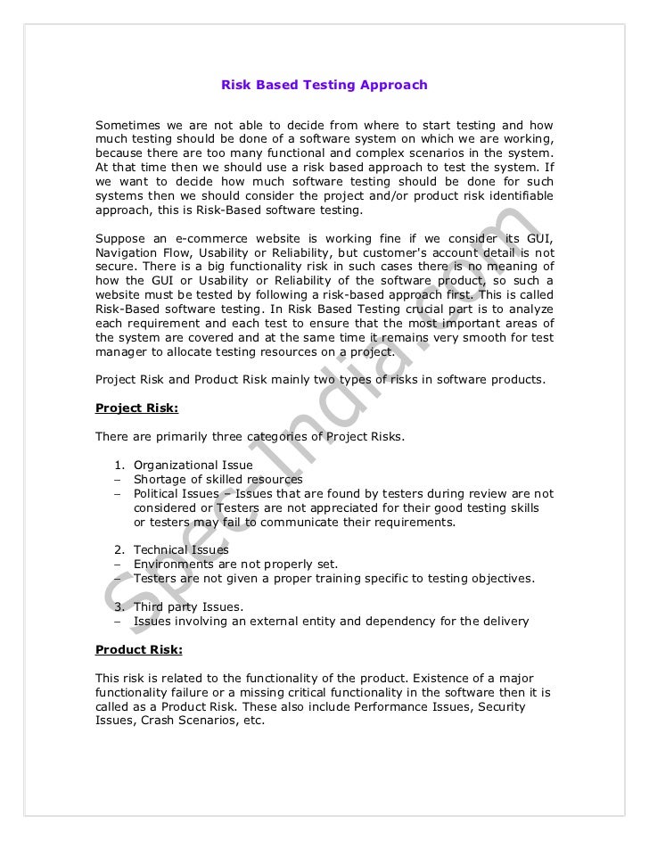 Risk based testing approach