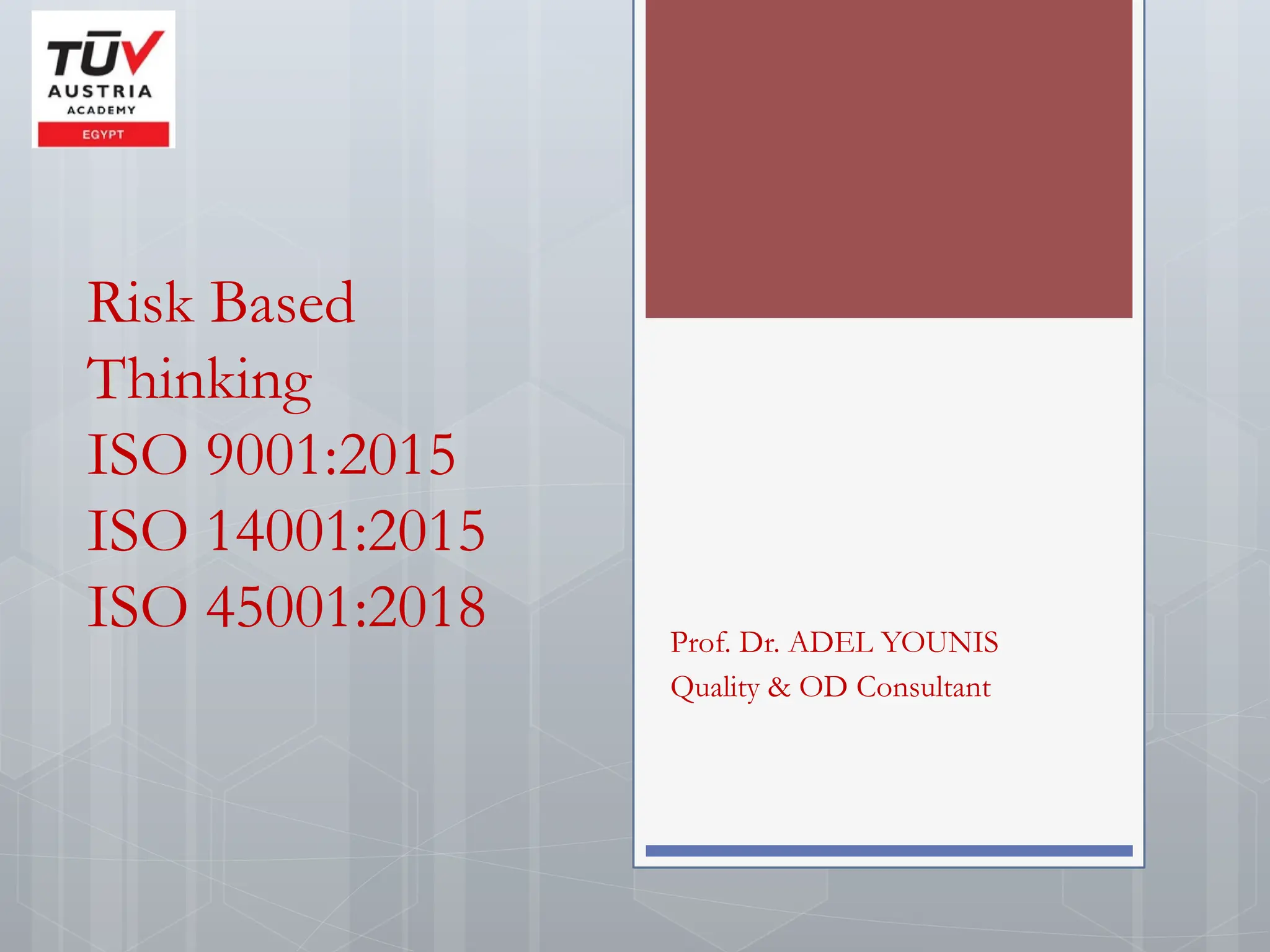 Iso Risk Based Thinking Risk Based Thinking for the integrated Management System ISO 9001 - ISO ...
