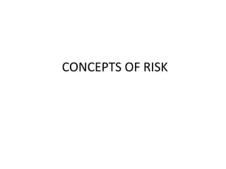 CONCEPTS OF RISK
 