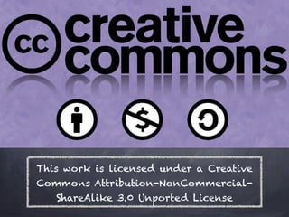 This work is licensed under a Creative
Commons Attribution-NonCommercial-
   ShareAlike 3.0 Unported License
 