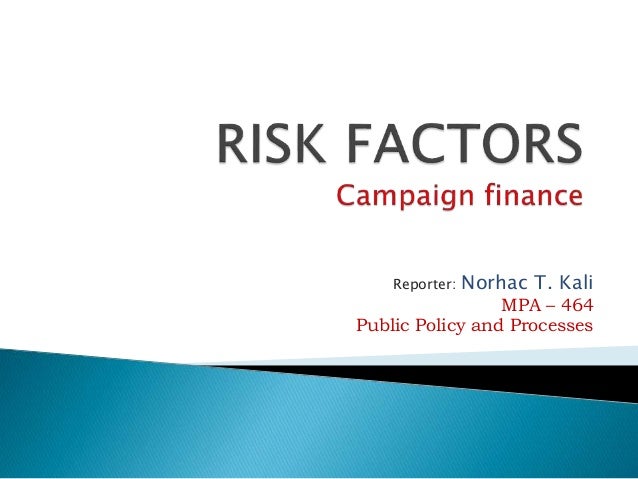Risk Factors In Campaign Financing In The Philippines - 