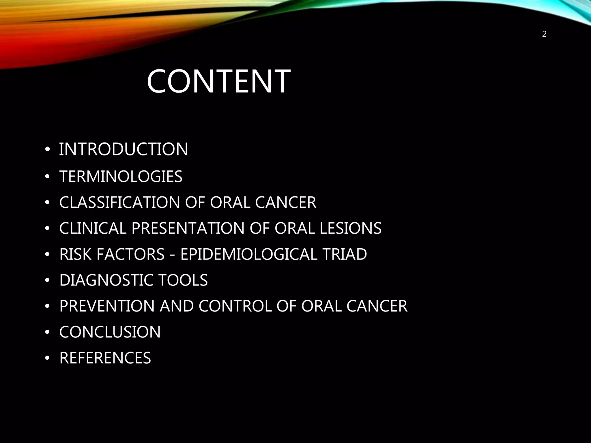 Risk factors and prevention strategies of oral cancer | PPTX