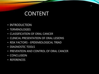 Risk factors and prevention strategies of oral cancer | PPTX