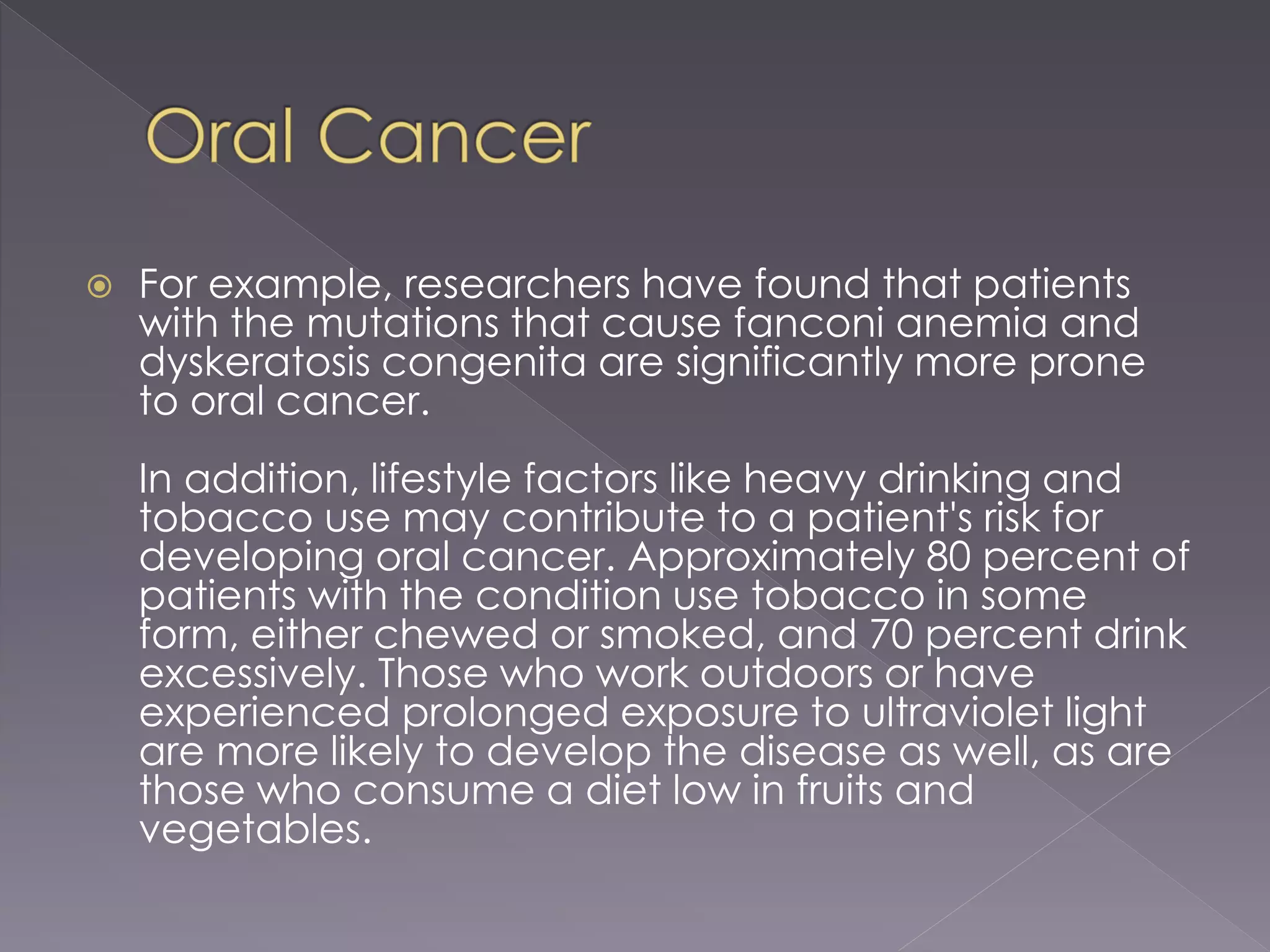 Risk Factors for Oral Cancer | PPTX