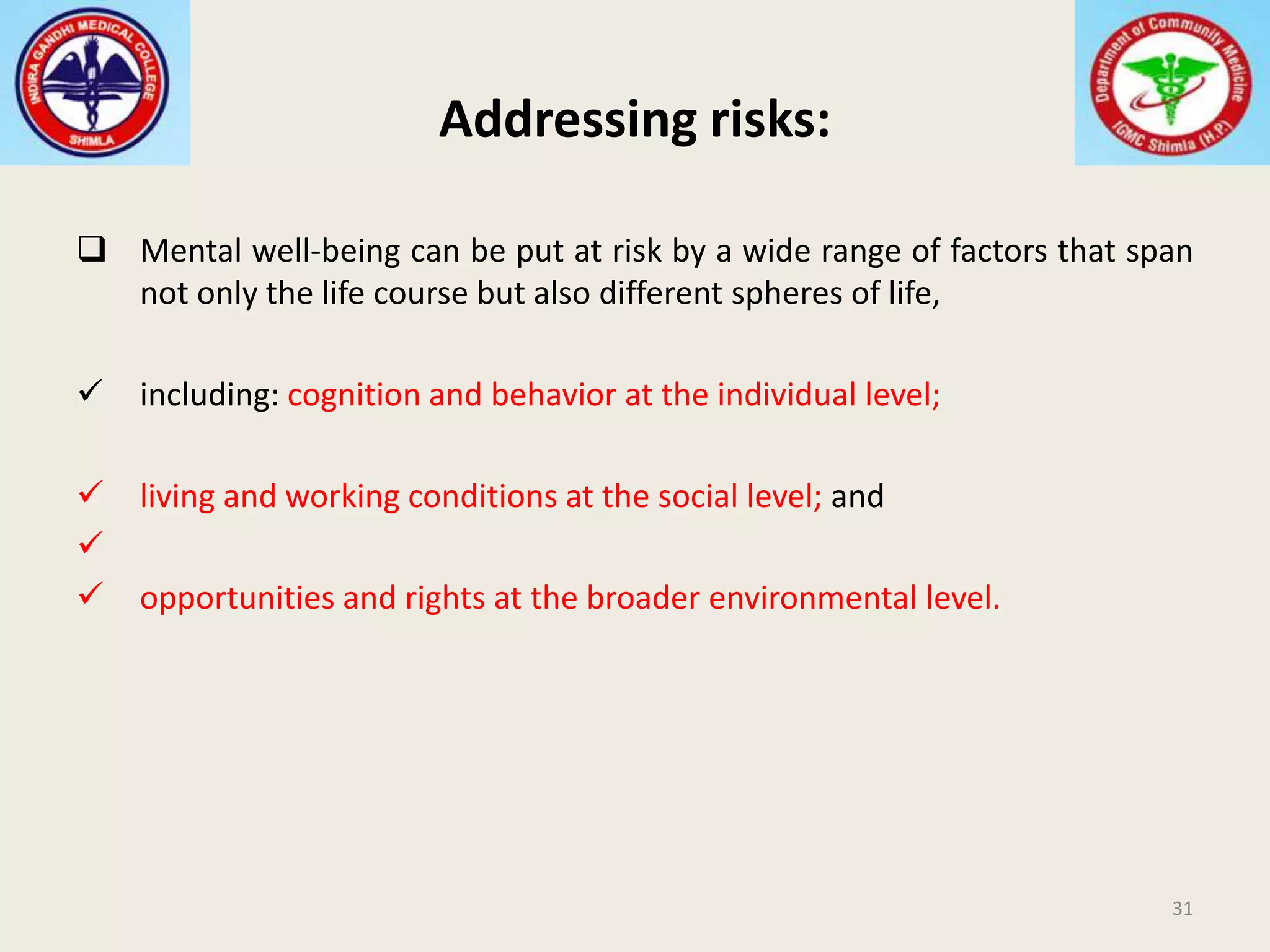 Risk factors in development of mental health illness | PPTX