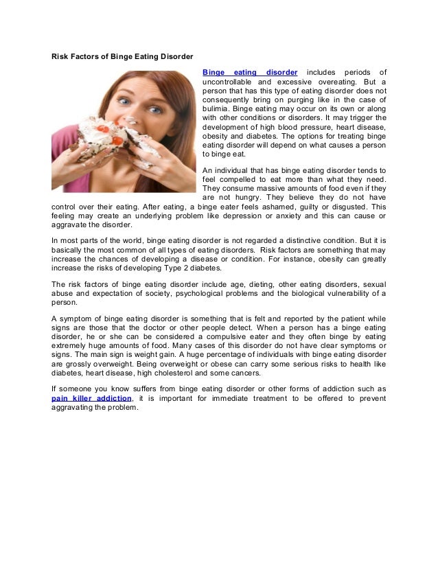 Risk Factors Of Binge Eating Disorder