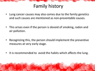 Risk factors of lung cancer | PPTX