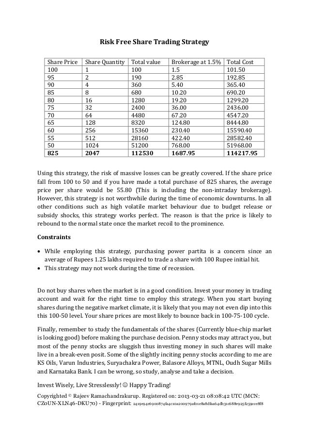 Risk free trading strategies