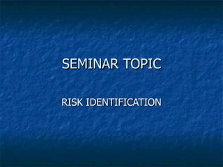 SEMINAR TOPIC RISK IDENTIFICATION 