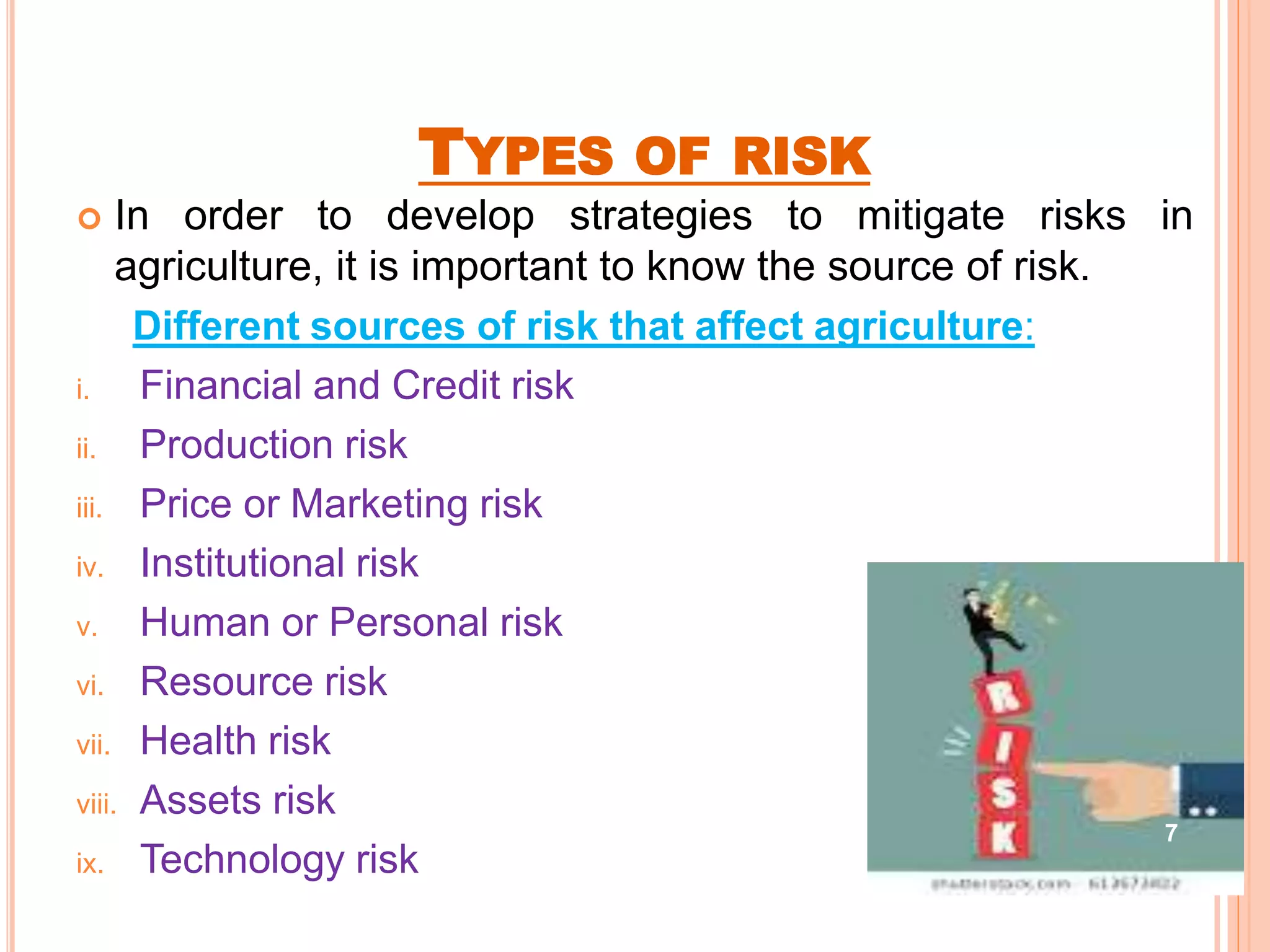 Risk in financing agriculture and risk management strategies by ...
