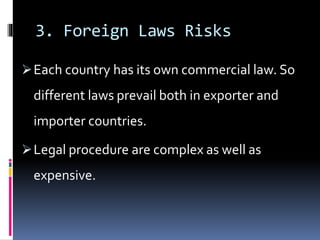 Risk in international trade by Shahnawaz | PDF