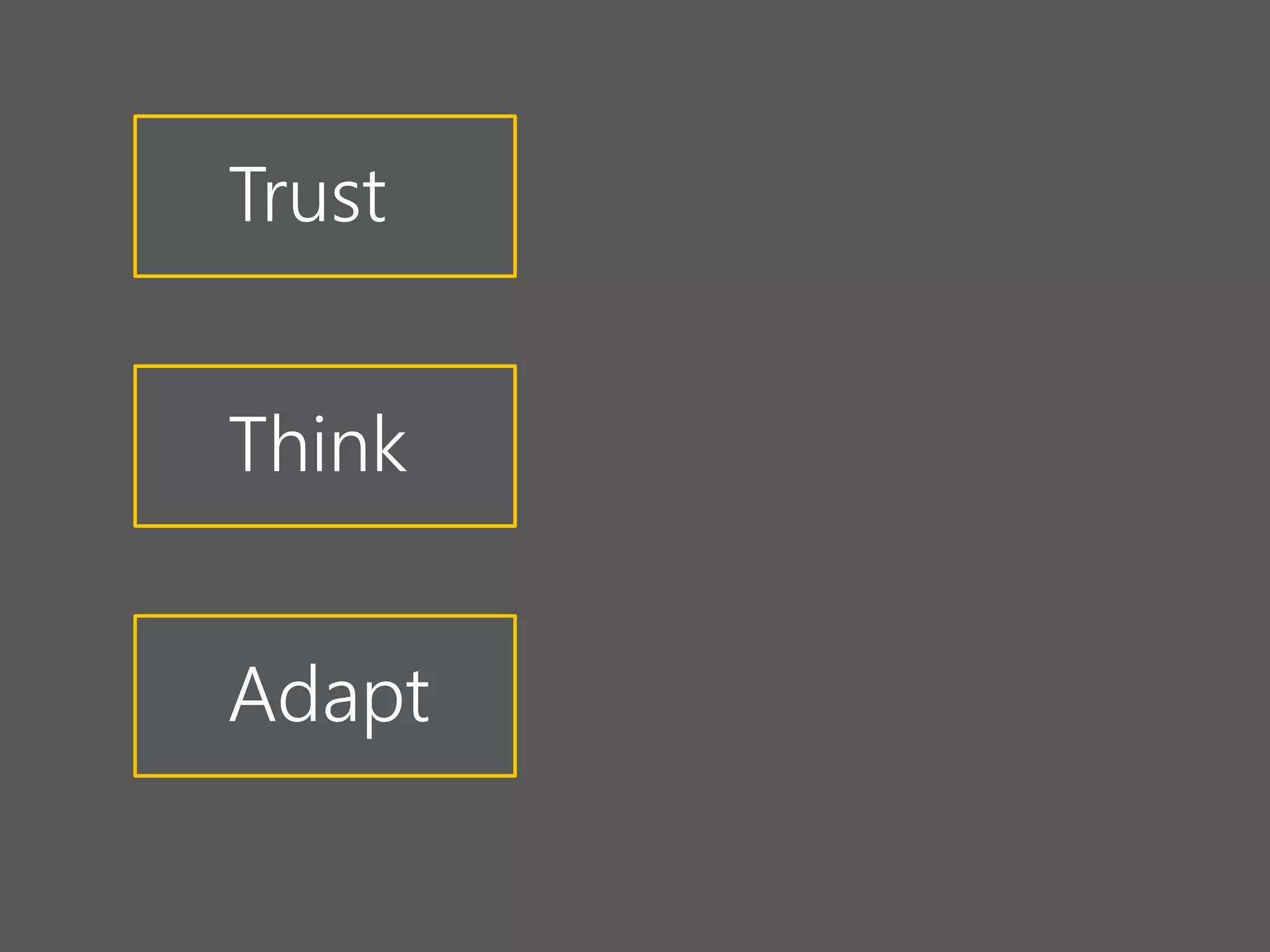 Trust
Think
Adapt
 