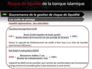 Risque de liquidité de la banque islamique
Gouvernance de la gestion de risque de liquidité
Les outils de pilotage
 