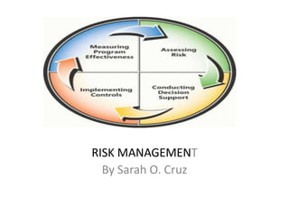 RISK MANAGEMENT
  By Sarah O. Cruz
 