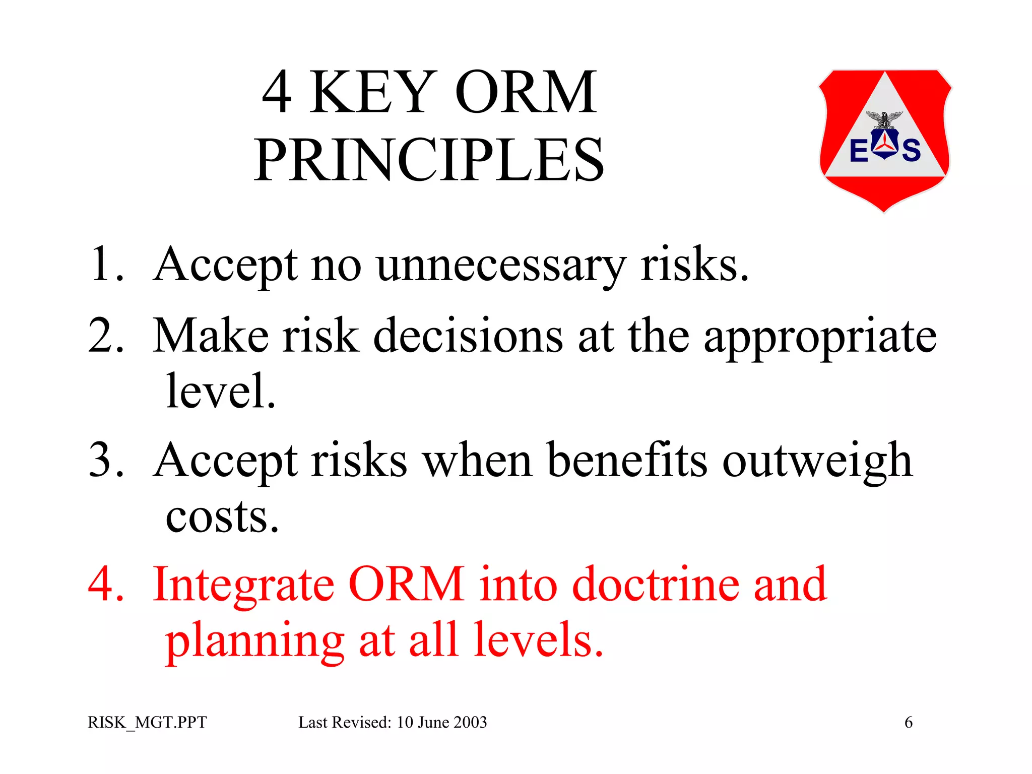 Orm Risk Risk management | PPT